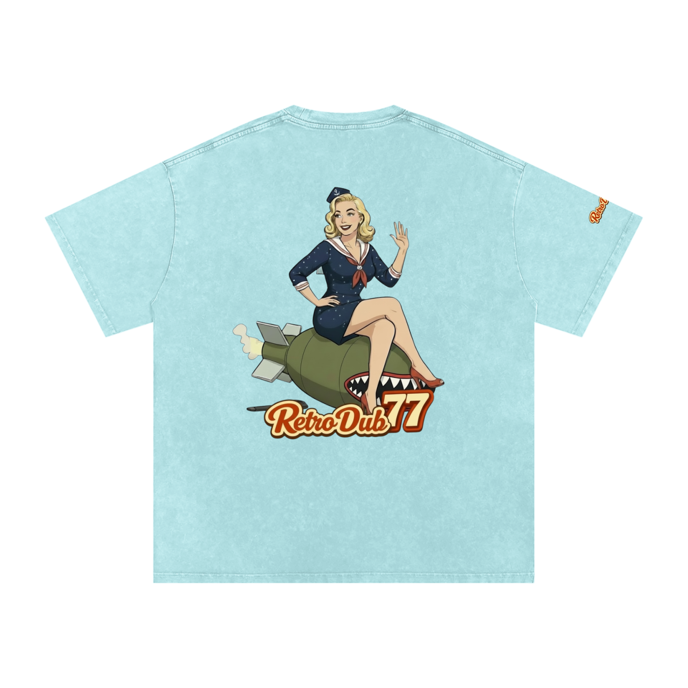 BOMBER GIRL RD77  Snow Washed Oversized Cotton Tee