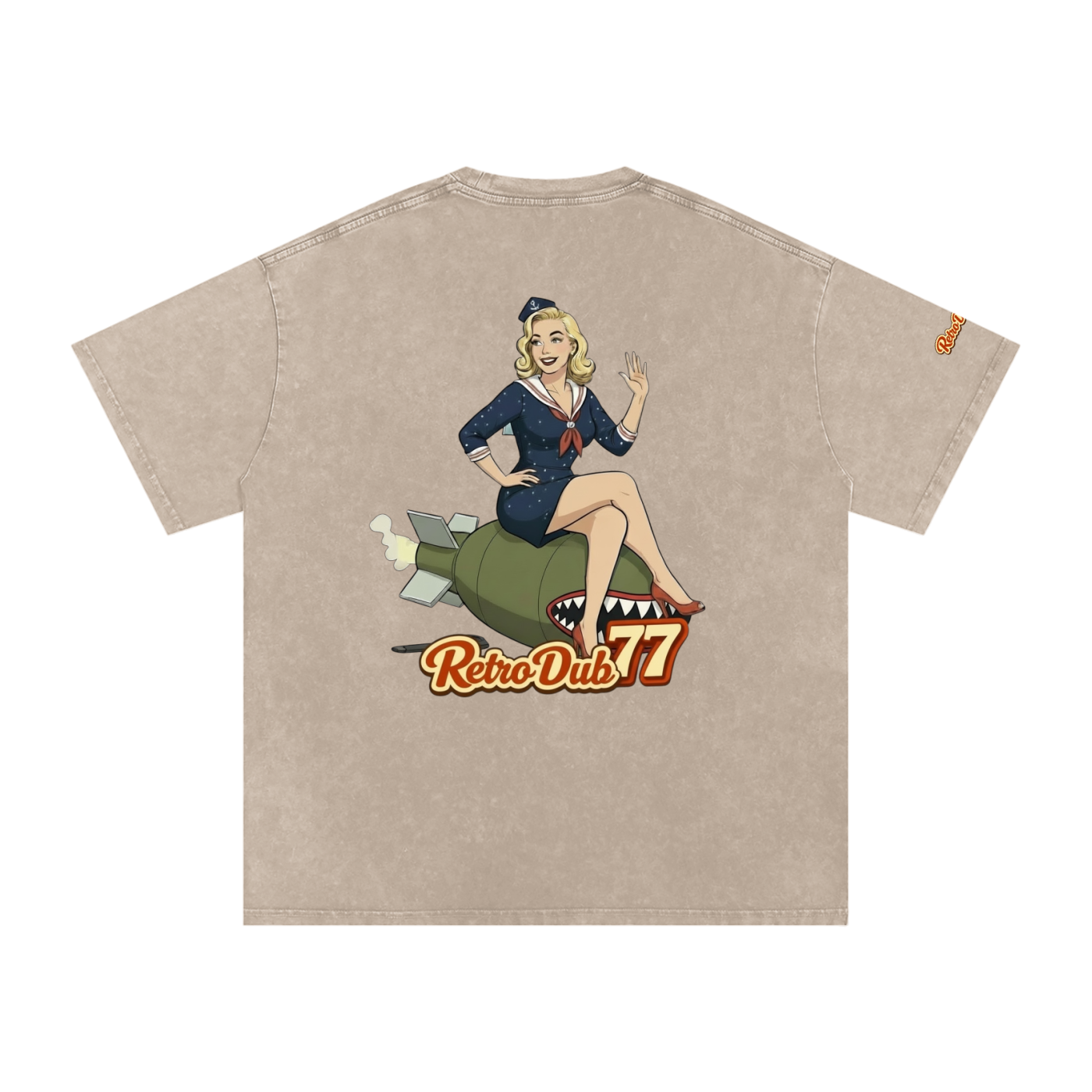 BOMBER GIRL RD77  Snow Washed Oversized Cotton Tee