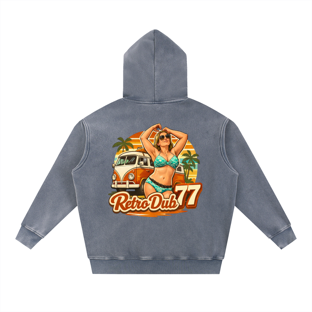 RD77 BEACH GIRL Snow Wash Fleece Oversize Hoodie