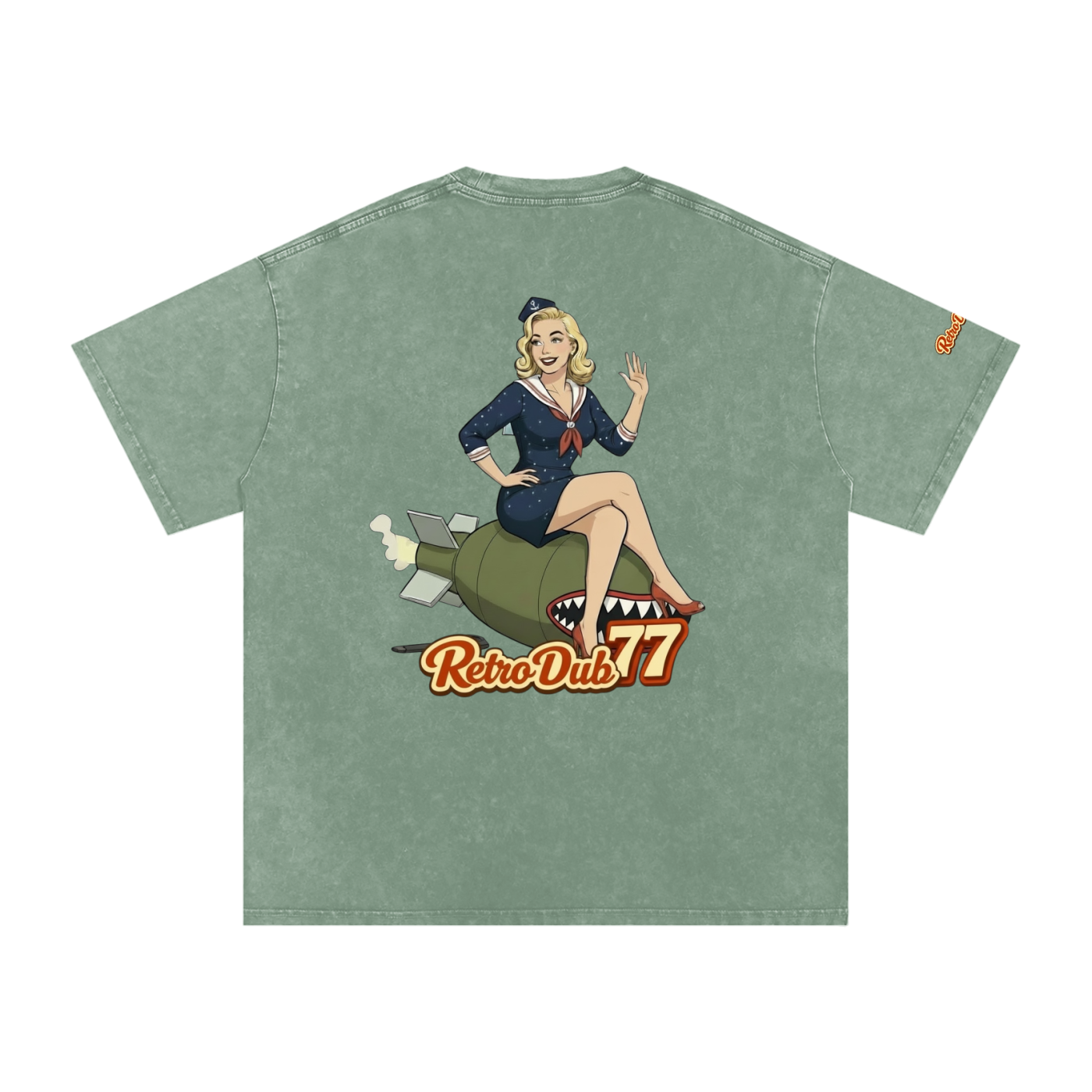 BOMBER GIRL RD77  Snow Washed Oversized Cotton Tee