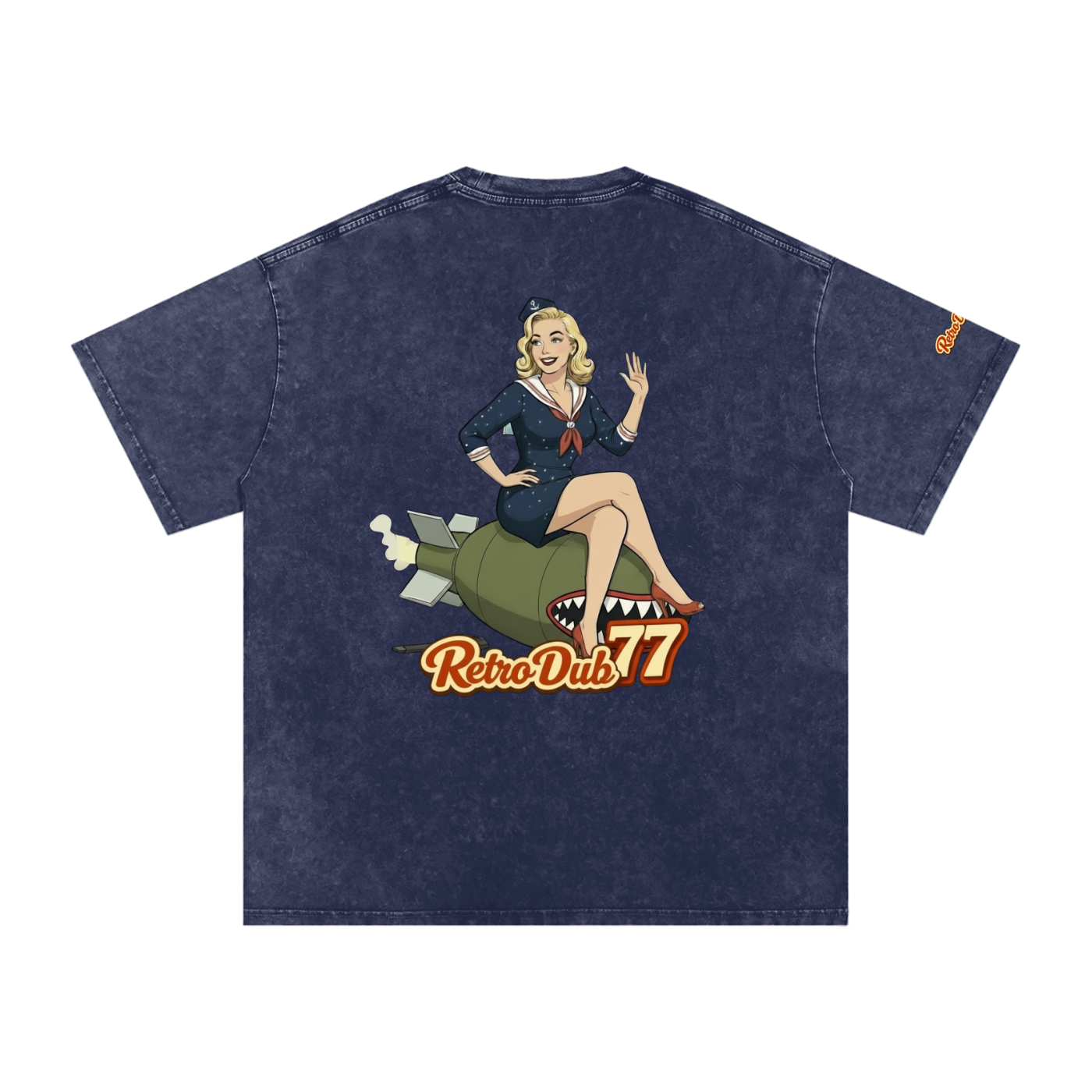BOMBER GIRL RD77  Snow Washed Oversized Cotton Tee