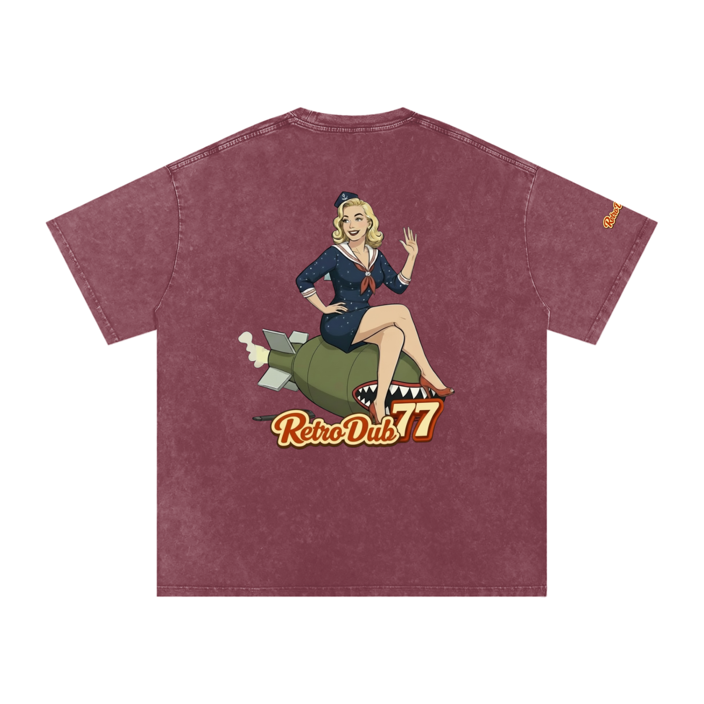 BOMBER GIRL RD77  Snow Washed Oversized Cotton Tee
