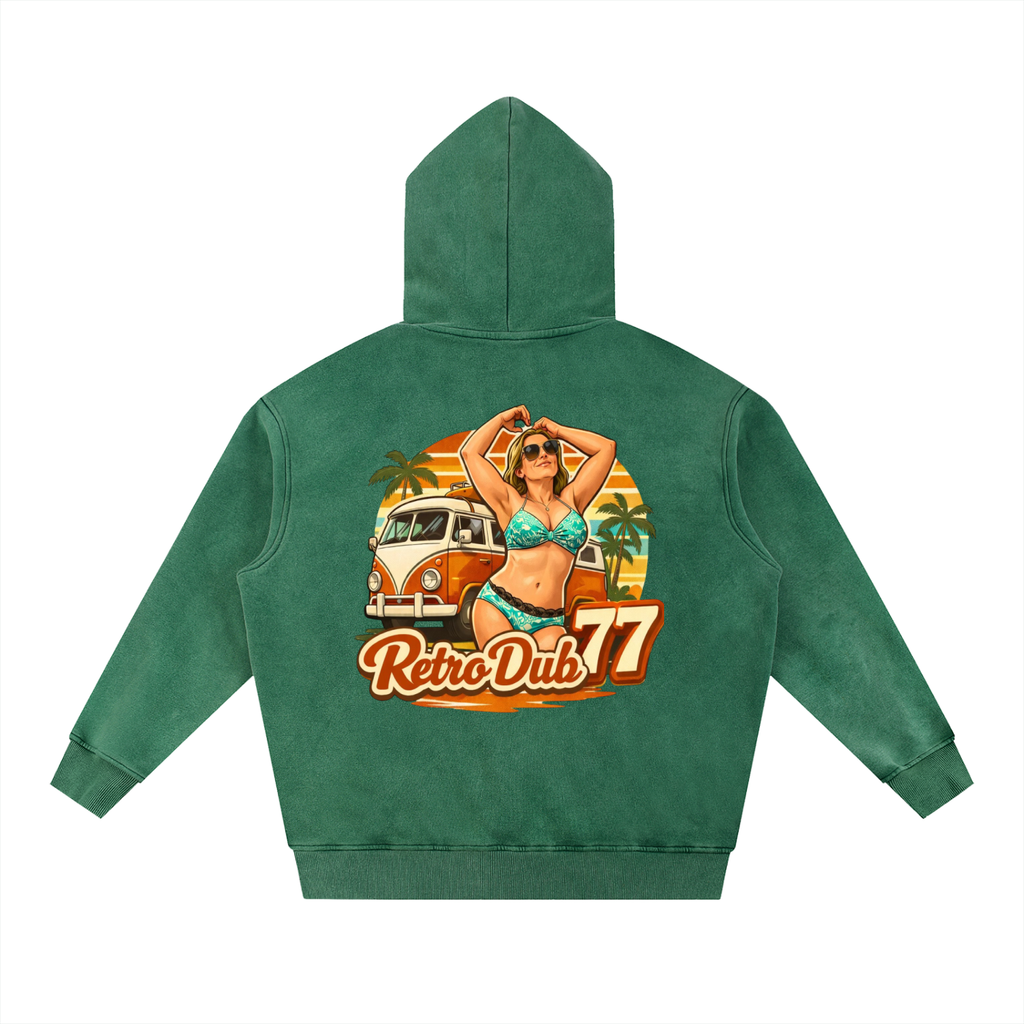 RD77 BEACH GIRL Snow Wash Fleece Oversize Hoodie