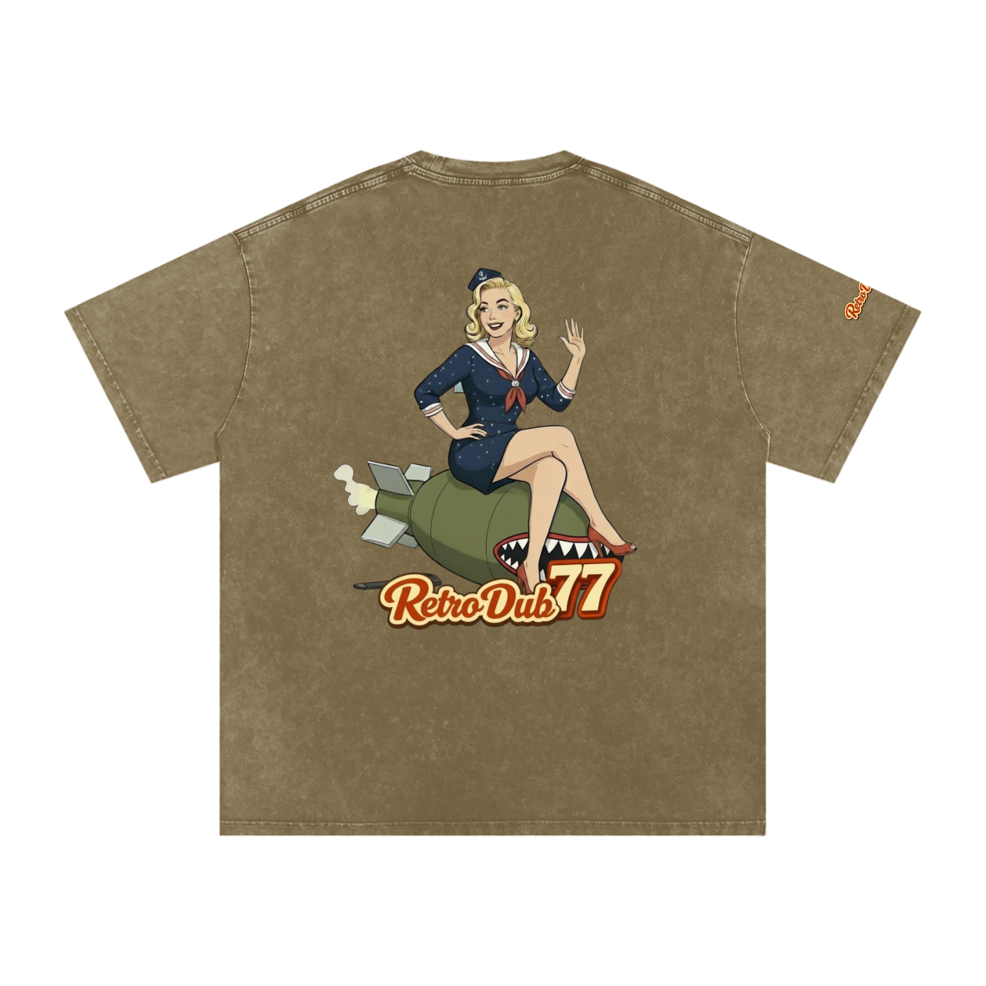 BOMBER GIRL RD77  Snow Washed Oversized Cotton Tee