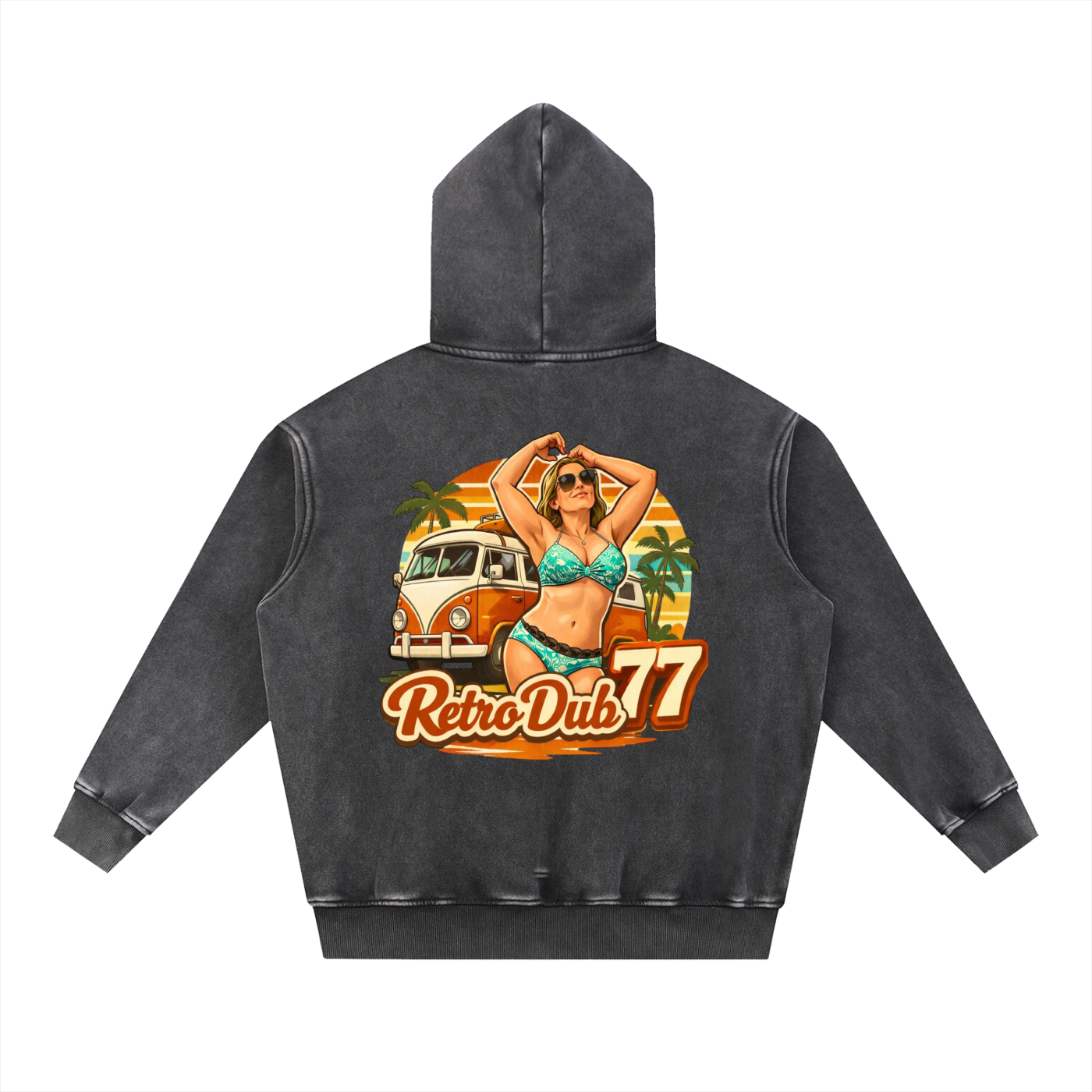 RD77 BEACH GIRL Snow Wash Fleece Oversize Hoodie