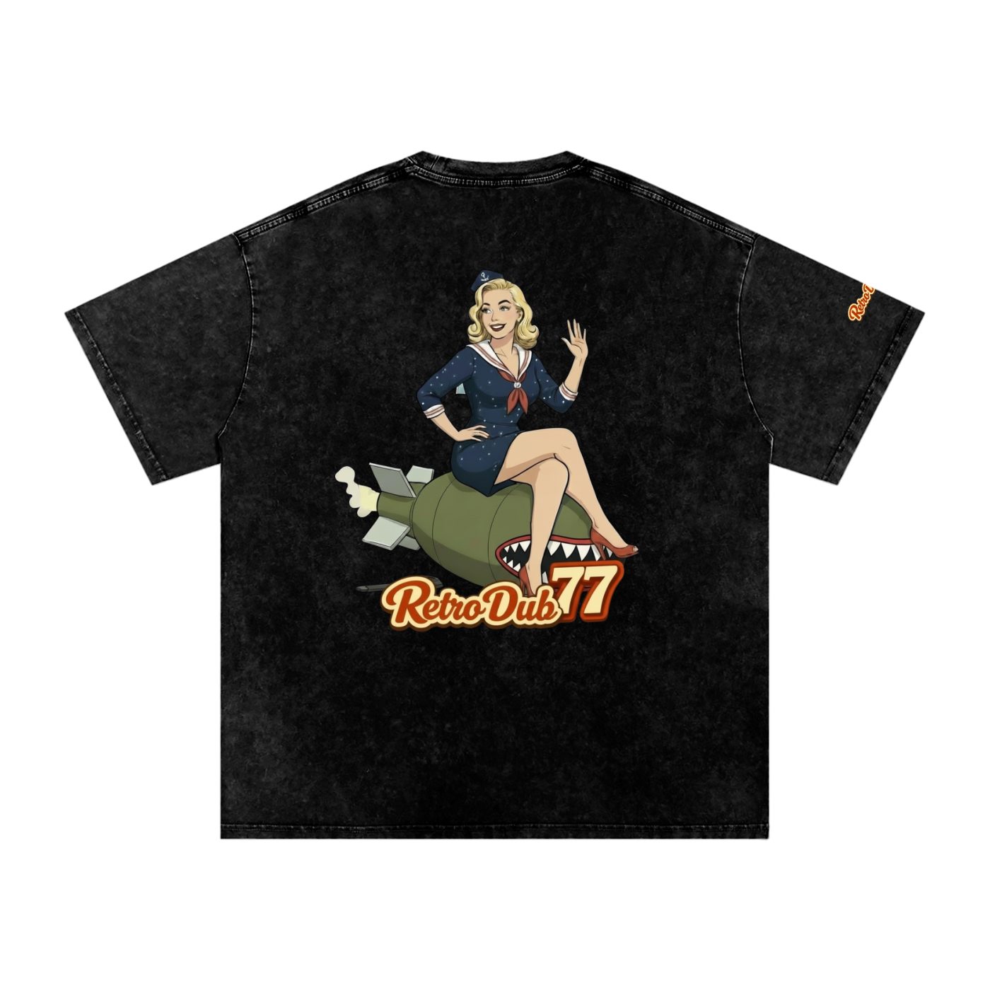 BOMBER GIRL RD77  Snow Washed Oversized Cotton Tee