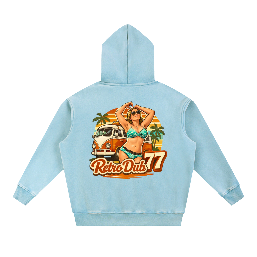 RD77 BEACH GIRL Snow Wash Fleece Oversize Hoodie